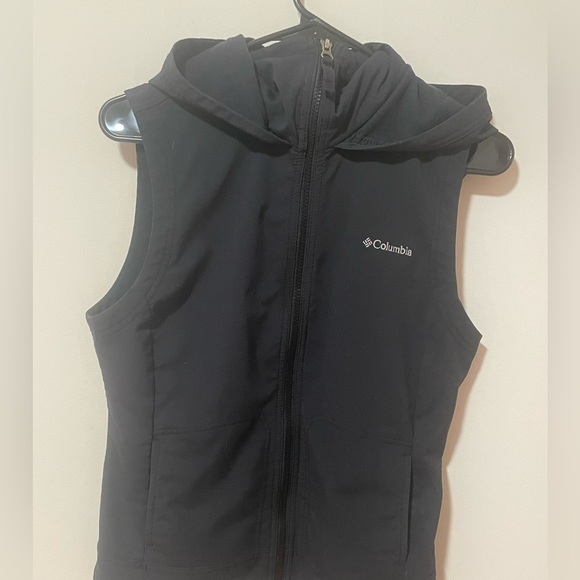 Columbia Black Hooded Windbreaker Vest Women’s S - Picture 2 of 7